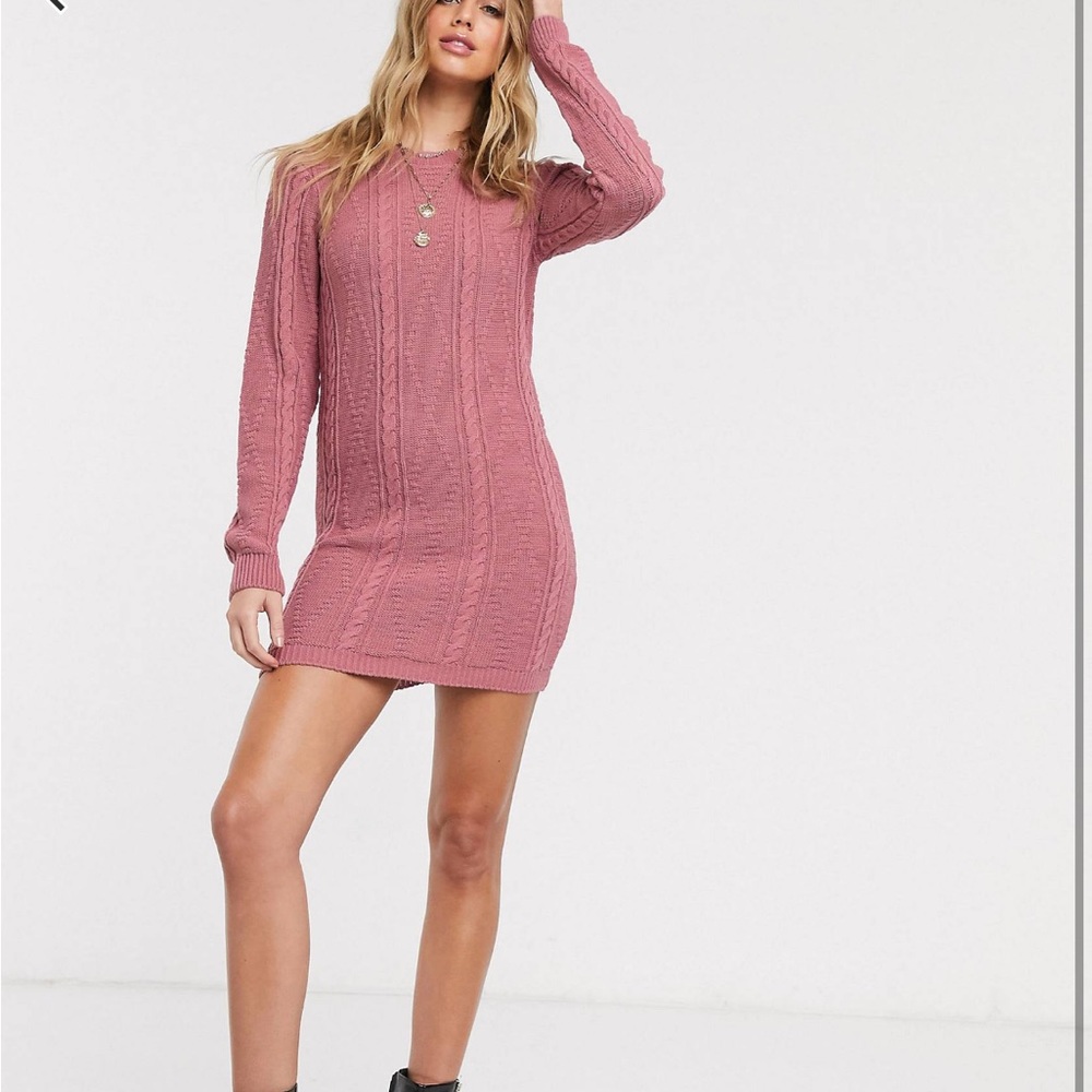 In The Style Long Sleeve Pink Sweater Dress UK Size 12, US Size 8